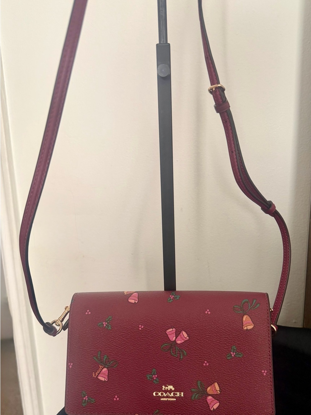 Coach Burgundy Floral Convertible Crossbody Bag